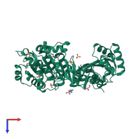 PDB entry 4nho coloured by chain, top view.