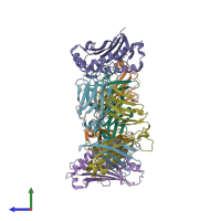 PDB entry 4nhu coloured by chain, side view.