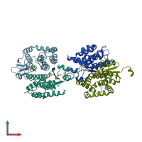 PDB entry 4nhw coloured by chain, front view.