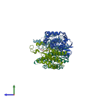 PDB entry 4nhw coloured by chain, side view.