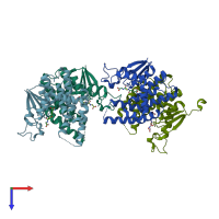 PDB entry 4nhw coloured by chain, top view.