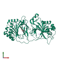PDB entry 4nhx coloured by chain, front view.