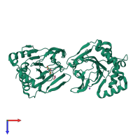 PDB entry 4nhx coloured by chain, top view.
