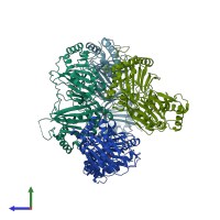 PDB entry 4nhy coloured by chain, side view.
