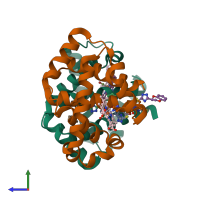 PDB entry 4ni1 coloured by chain, side view.