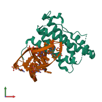 PDB entry 4ni7 coloured by chain, front view.