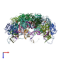 PDB entry 4nia coloured by chain, top view.