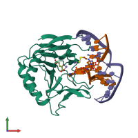 PDB entry 4nid coloured by chain, front view.