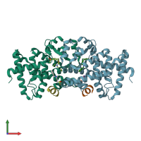 PDB entry 4nie coloured by chain, front view.