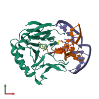 PDB entry 4nii coloured by chain, front view.