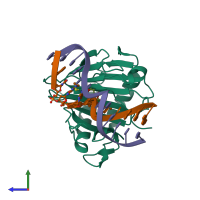 PDB entry 4nii coloured by chain, side view.