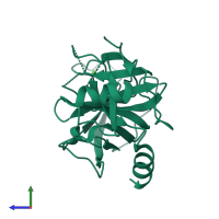 PDB entry 4niv coloured by chain, side view.