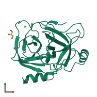 PDB entry 4nix coloured by chain, front view.