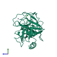 PDB entry 4nix coloured by chain, side view.