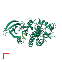 PDB entry 4nj3 coloured by chain, top view.