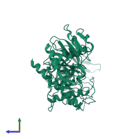 PDB entry 4nj5 coloured by chain, side view.