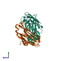 PDB entry 4nja coloured by chain, side view.