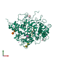 PDB entry 4njb coloured by chain, front view.