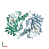 PDB entry 4njg coloured by chain, front view.