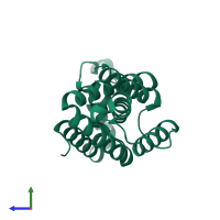 PDB entry 4njp coloured by chain, side view.