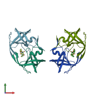 PDB entry 4njs coloured by chain, front view.