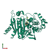 PDB entry 4nk3 coloured by chain, front view.