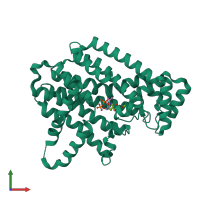 PDB entry 4nke coloured by chain, front view.