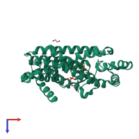 PDB entry 4nke coloured by chain, top view.