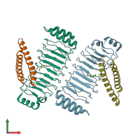 PDB entry 4nkg coloured by chain, front view.