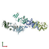 PDB entry 4nkr coloured by chain, front view.