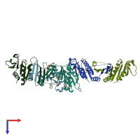 PDB entry 4nkr coloured by chain, top view.