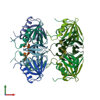 PDB entry 4nl3 coloured by chain, front view.