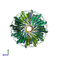 PDB entry 4nl3 coloured by chain, side view.