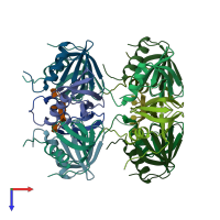 PDB entry 4nl3 coloured by chain, top view.