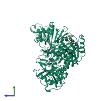 PDB entry 4nl4 coloured by chain, side view.