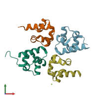 PDB entry 4nl9 coloured by chain, front view.