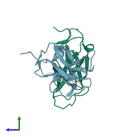 PDB entry 4nlh coloured by chain, side view.