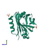 PDB entry 4nli coloured by chain, side view.