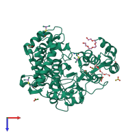 PDB entry 4nlq coloured by chain, top view.