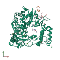 PDB entry 4nlt coloured by chain, front view.