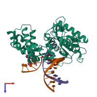 PDB entry 4nm2 coloured by chain, top view.