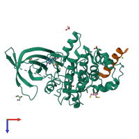 PDB entry 4nm3 coloured by chain, top view.