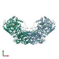 PDB entry 4nma coloured by chain, front view.