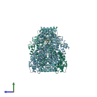 PDB entry 4nma coloured by chain, side view.