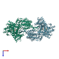 PDB entry 4nmb coloured by chain, top view.