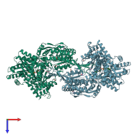 PDB entry 4nme coloured by chain, top view.