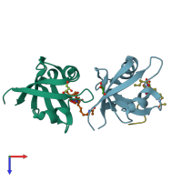 PDB entry 4nmo coloured by chain, top view.
