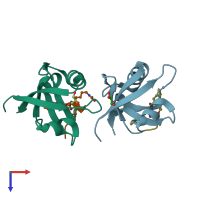 PDB entry 4nmq coloured by chain, top view.