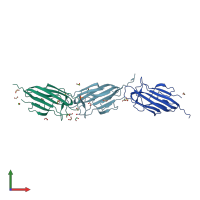 PDB entry 4nn0 coloured by chain, front view.