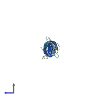 PDB entry 4nn0 coloured by chain, side view.